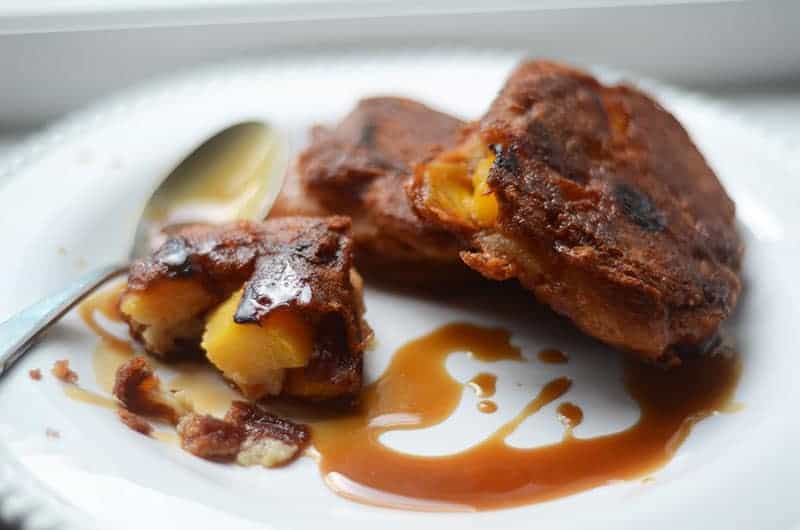 Peach Fritters with Maple-Bourbon Glaze