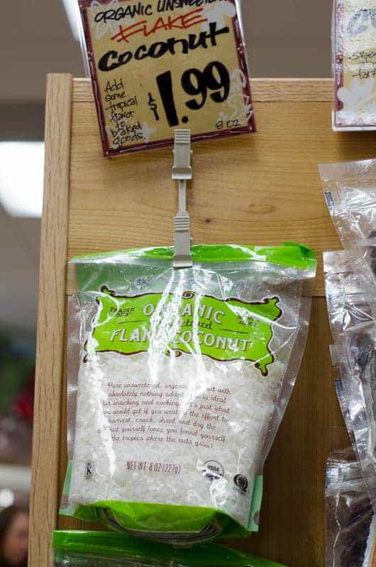 bag of organic flake coconut