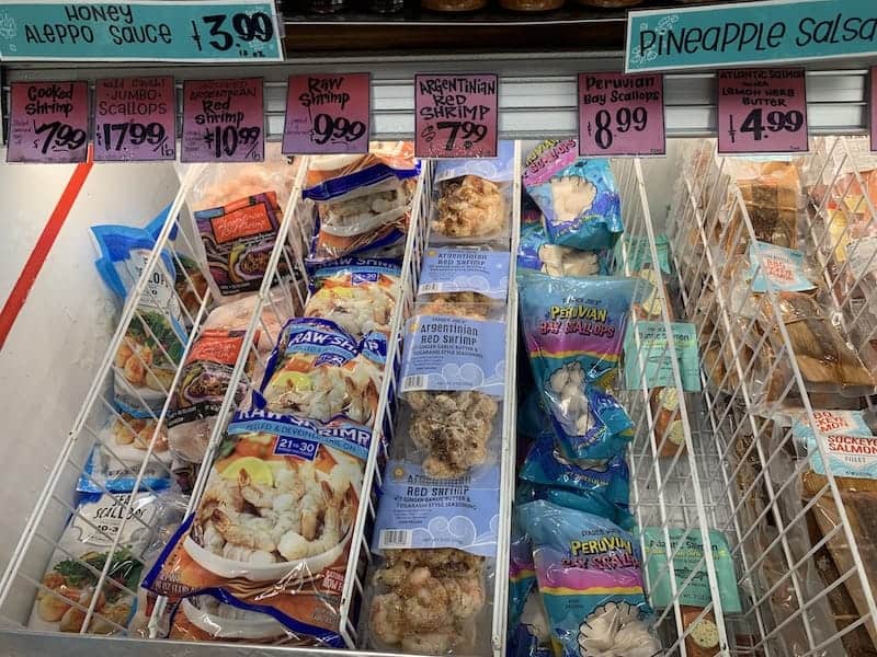 Frozen shrimp and seafood