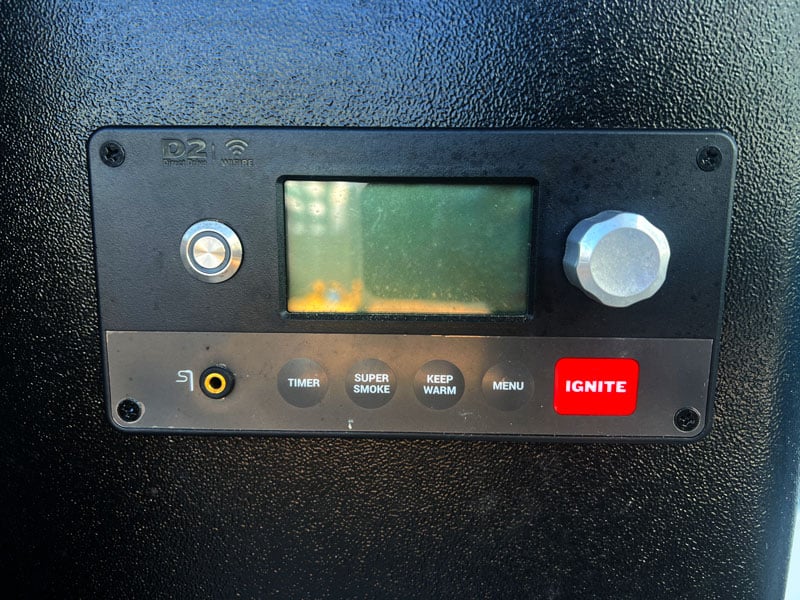 Control panel on Traeger smoker grill