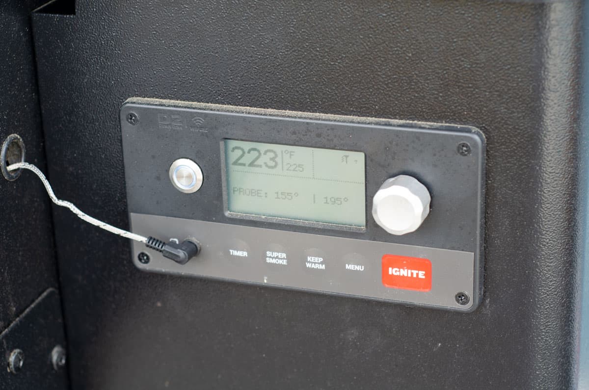 Traeger screen showing stall temperature